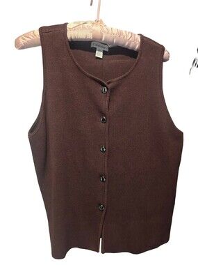 NWOT Calvin Klein Deep Brown Button-Up Knit Vest, Size Large
